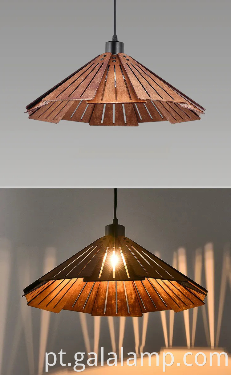 Luz pendente de madeira japonesa elegante para salas de chá